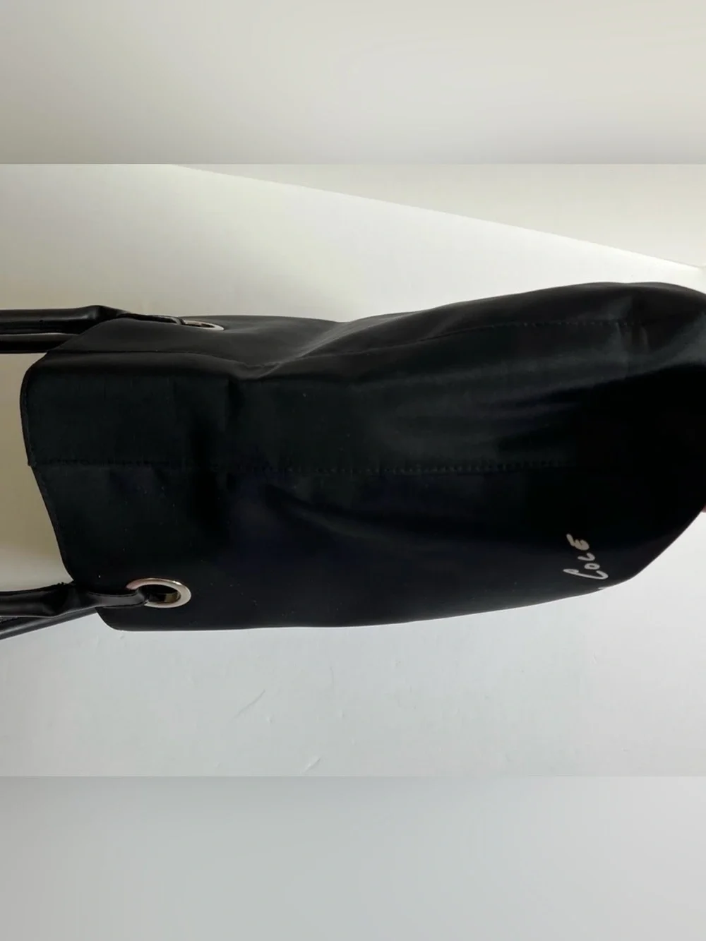 Kenneth Cole Black Nylon Tote with Signature Script, EUC,  12” H x 12”W